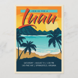 Rétro invitation de partie de Luau