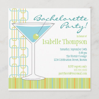 Rétro invitation de partie de Martini Bachelorette