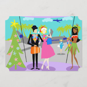 Rétro invitation hawaïenne de fête de Noël