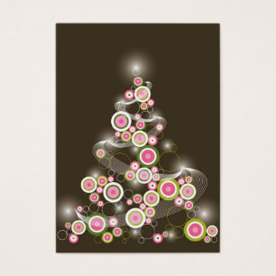 Rétro invitation rose d'arbre de Noël de cercles