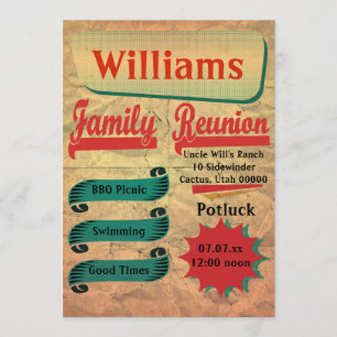 Rétro invitation vintage de la Réunion de famille