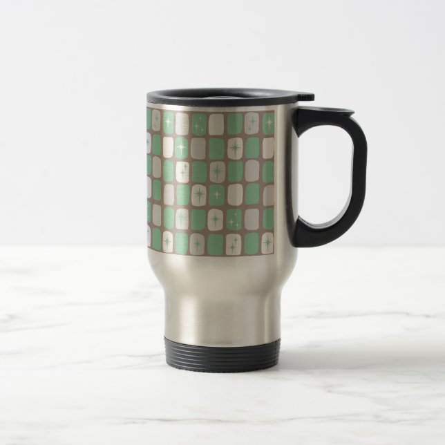 Retro Jade Starbursts Acier Inoxydable Travel Mug (Droit)