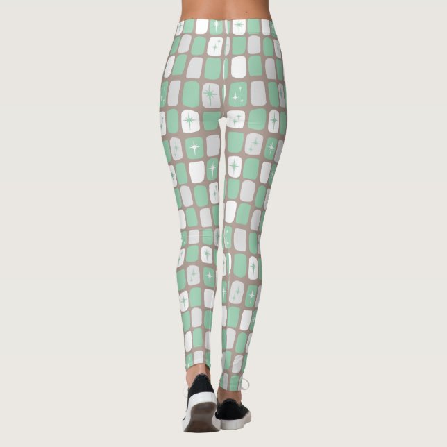 Retro Jade Starbursts Leggings (Dos)