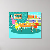 Retro Jeu de cartes pour femmes en toile étirée Im