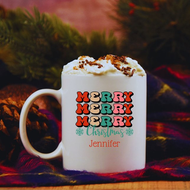 Retro Joyeux Noël Mug personnalisé (Créateur téléchargé)