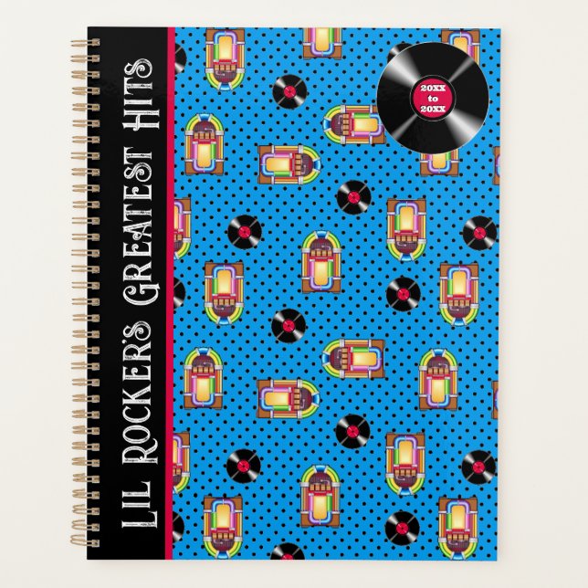 Retro Jukebox Vinyl Records Musique Bleu Personnal (Devant)