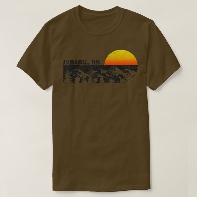 Retro Juneau Alaska Mountain Sunset TShirt (Design devant)