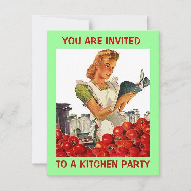 Retro Kitchen Econ Home Canning Party Invitation (Devant)