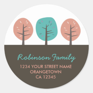 Rétro Kitsch Arbres Retourner Adresse Stickers