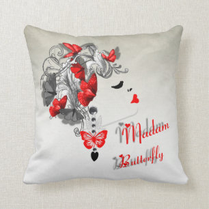 Retro Lady Madame Butterfly Coussins de mode rouge