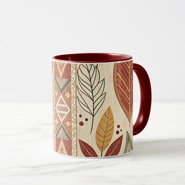 Retro Leaf Pattern Artistic Design Coffee Tea Mug (Devant droit)
