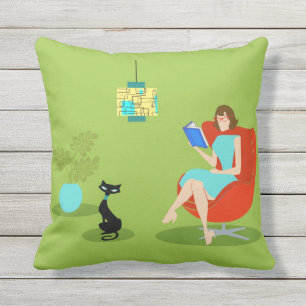 Retro Lecture femme Coussin extérieur