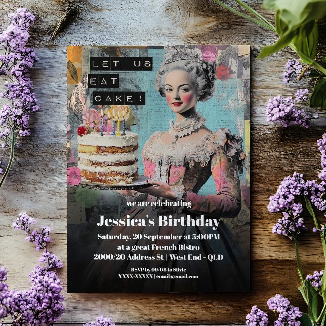 Retro Let Us Eat Cake - Invitation de la fête fran (Créateur téléchargé)