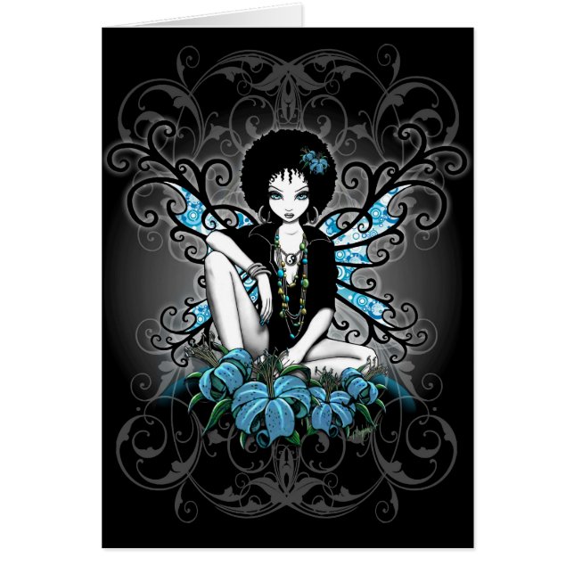 Rétro Lillies carte féerique turquoise d'art de la (Devant)