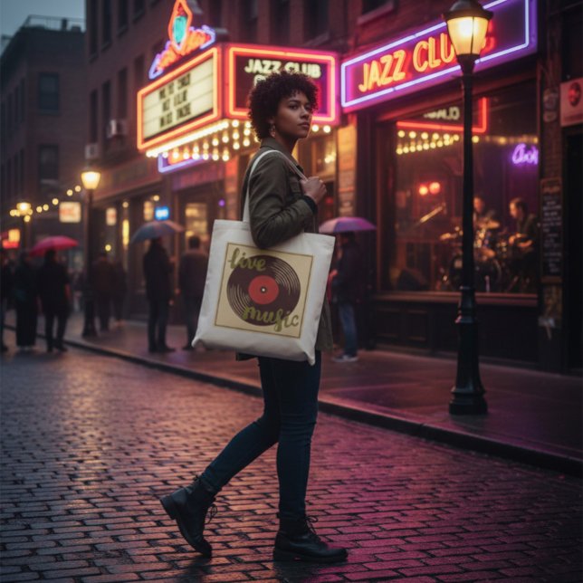 Retro Live Music Vinyl Record Sac fourre-tout (Créateur téléchargé)