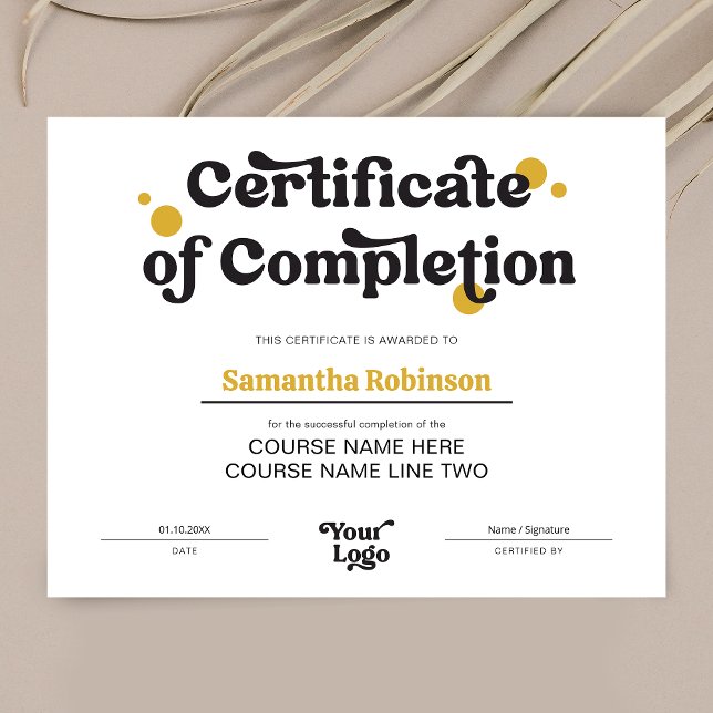 Rétro Logo Trendy Beauty Course Certificat (Créateur téléchargé)