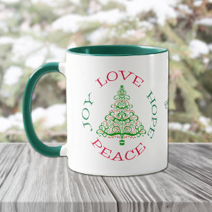 Retro Love Hope Joie de la paix vacances café Mug