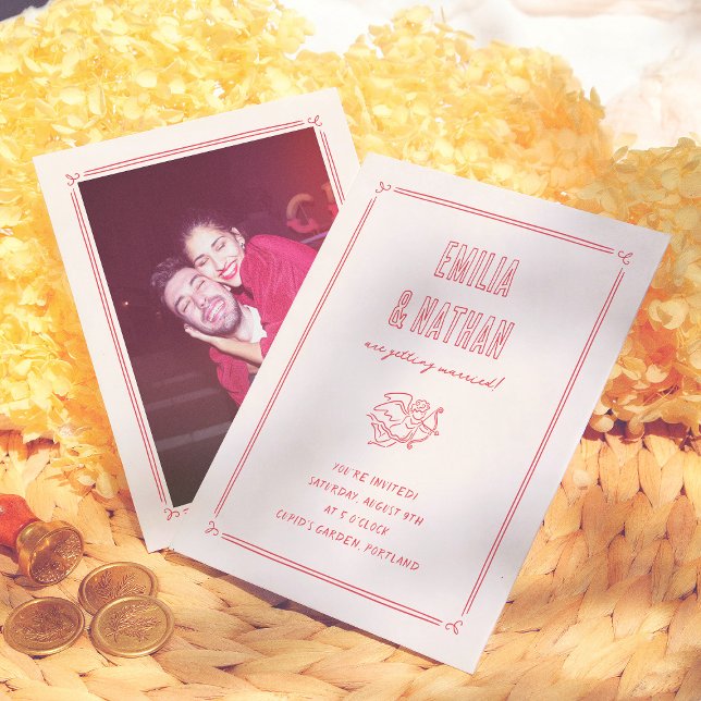 Retro Love Struck Hand Drawn Cupid Budget Wedding (Créateur téléchargé)