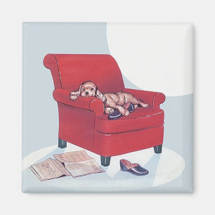 Retro Magnet ~ Cocker Spaniel Chien avec Chaussure