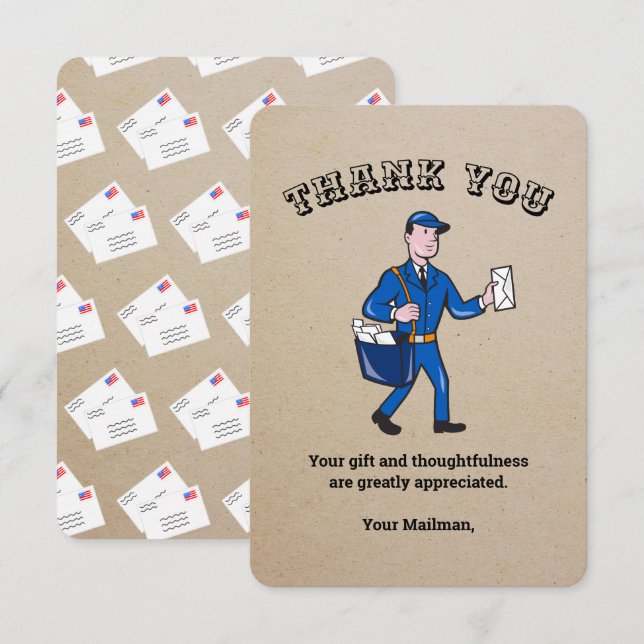 Retro Mailman Carte de remerciements personnalisée (Devant / Derrière)