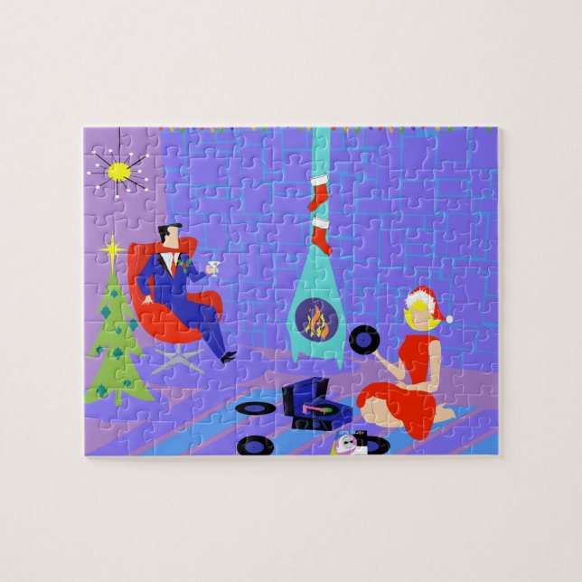 Rétro maison pour le puzzle de Noël de vacances (Horizontal)