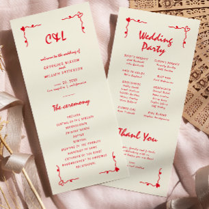 Rétro manuscrit Whimsical Red Flat Programme