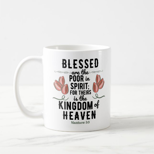 Rétro Matthieu 5:3 Bible Verse Mug (Gauche)