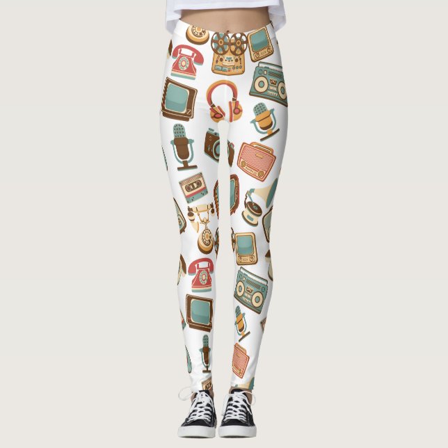 Retro Media Motif leggings (Devant)