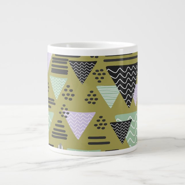 Retro Memphis Style Geometric Triangles Art Mug (Devant)