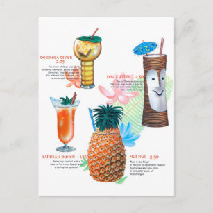 Rétro menu vintage de cocktails de Tiki de kitsch