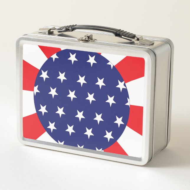 Rétro metal Lunchbox With Stars and Stripes  (Devant)