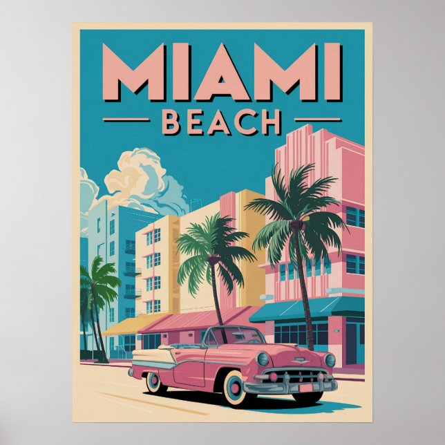 Retro Miami Beach Art Deco - Poster Vintage voyage (Devant)