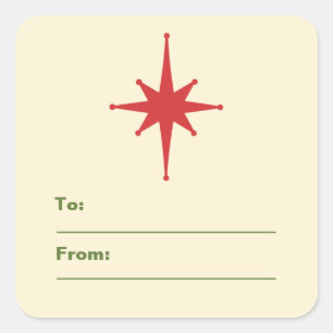 Retro Mid Century Star Cadeau Étiquette