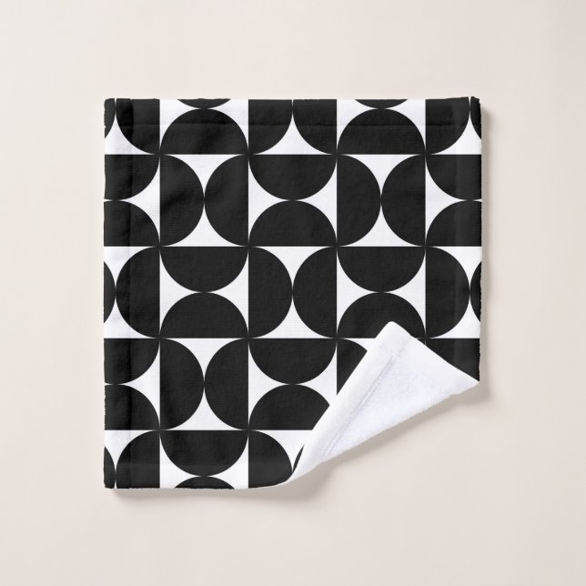 Retro Minimalist Style Black Geometric Bauhaus (Gant de toilette)