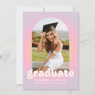 Retro minimaliste Arc Photo Graduation Invitation