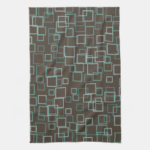 Retro Mod Brown Turquoise Serviette de cuisine Cad