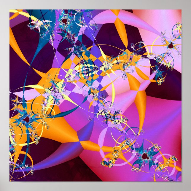 Retro-Mod Mandelbrot (12 par 12) Affiche d'art (Devant)