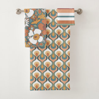 Retro Mod Motifs Sage Turquoise Terracotta Orange