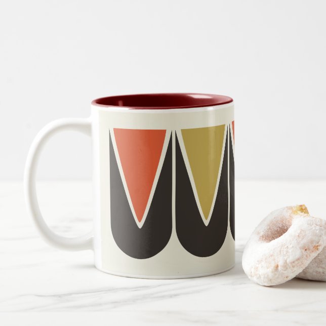 Retro Mod Ski Graphic Mug Brown Jaune Orange (Avec donut)