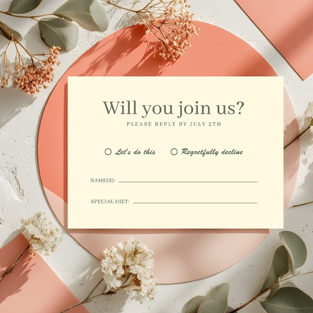 Retro Modern Pastel Ivory Funky Wedding RSVP (Créateur téléchargé)