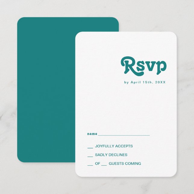 Rétro moderne | Carte RSVP RSVP Turquoise Arrondi (Devant / Derrière)