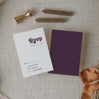 Rétro moderne | Carte RSVP violette foncée