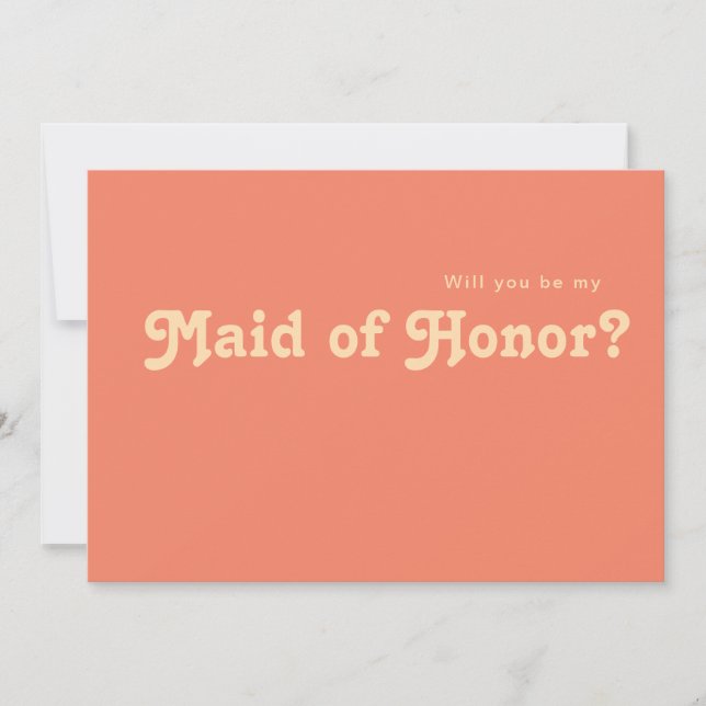 Rétro moderne | Coral Maid of Honor - Carte de pro (Devant)