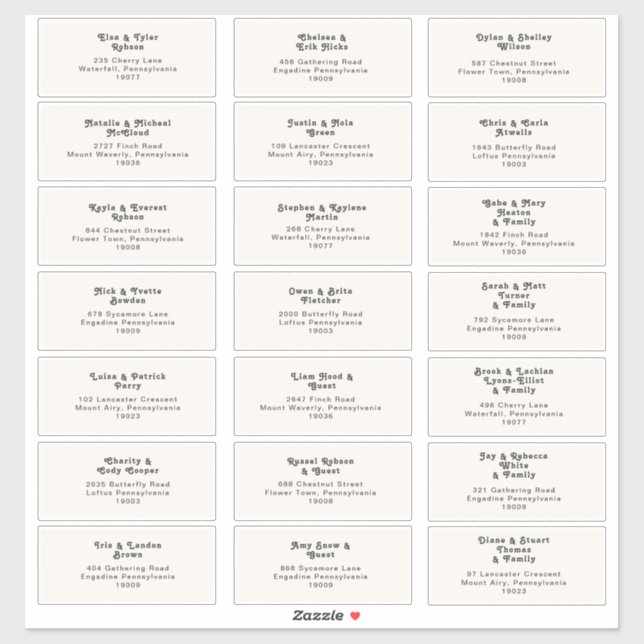 Rétro moderne | Étiquettes de adresse d'invités Ma (Feuille)