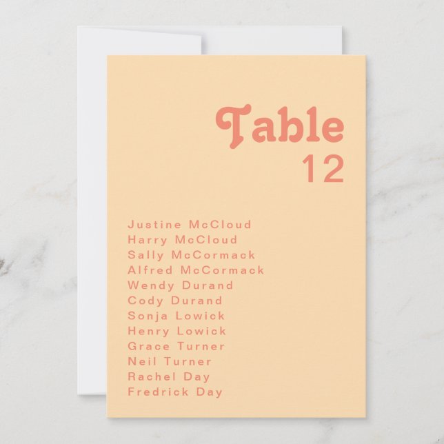Rétro moderne | Graphique Numéro de table de crème (Devant)