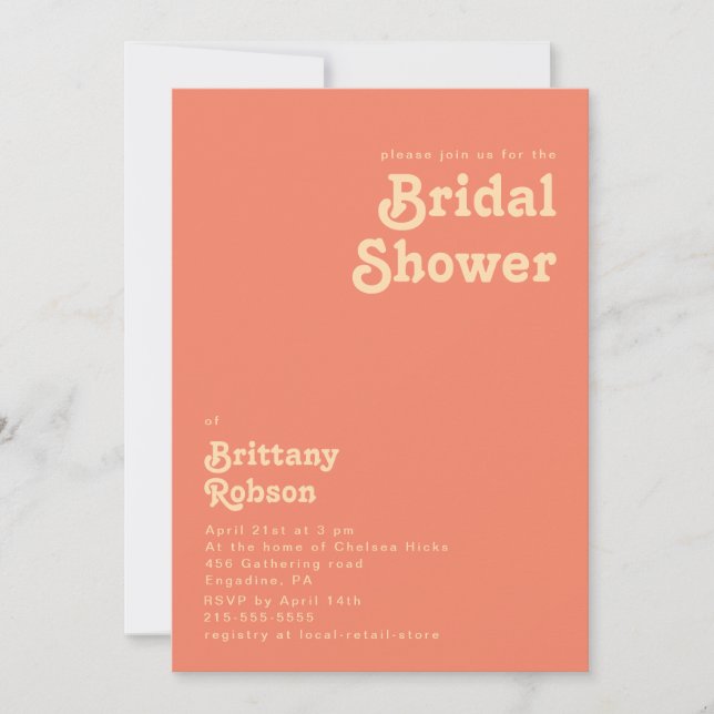 Rétro moderne | Invitation de la douche nuptiale c (Devant)