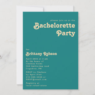 Rétro moderne Invitation Turquoise Bachelorette