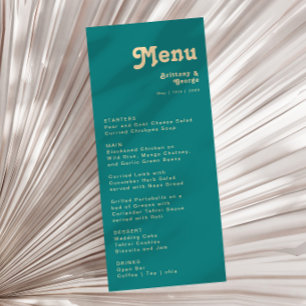 Rétro moderne Menu Dîner Mariage Turquoise