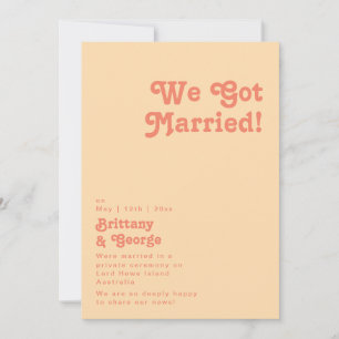 Rétro moderne   Orange Cream Elopement Faire-part