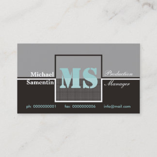 Retro Monogram noir gris bleu cartes de visite